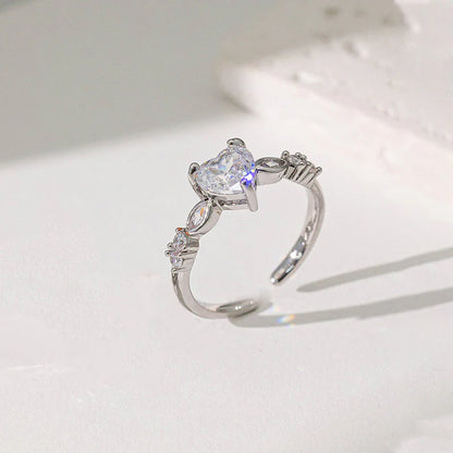 Silver plated adjustable heart ring – anti tarnish, waterproof, skin safe, hypoallergenic jewellery by ThePandaStoree.