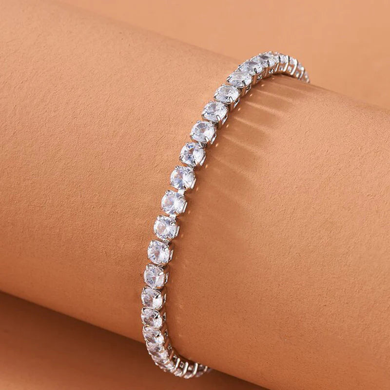 Silver Plated CZ Tennis Bracelet – Round Cut, Anti Tarnish & Skin Safe