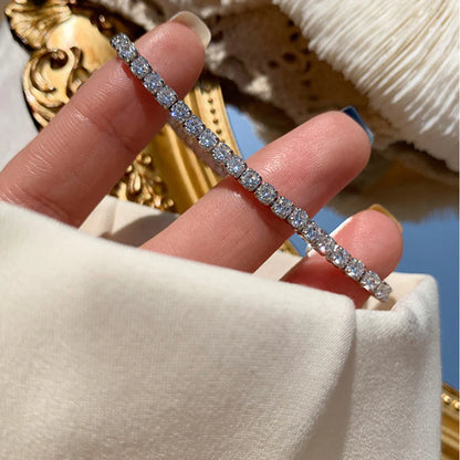 Silver Plated CZ Tennis Bracelet – Round Cut, Anti Tarnish & Skin Safe