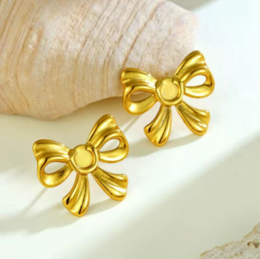 Bow Knot Stud Earrings | 18K Gold Anti-Tarnish Lightweight