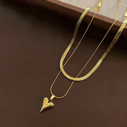 18K Gold Plated Heart Pendant Necklace – Waterproof & Skin Safe