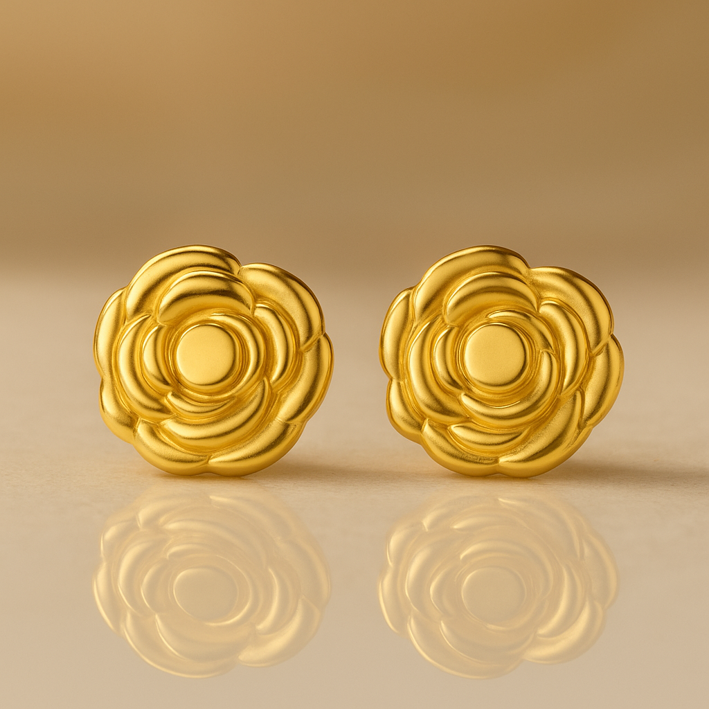 Floral Stud Earrings | 18K Gold Plated Elegant Design