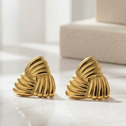 Sculpted Triangle Earrings | 18K Gold Bold Waterproof