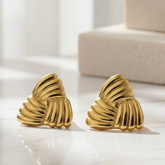 Sculpted Triangle Earrings | 18K Gold Bold Waterproof