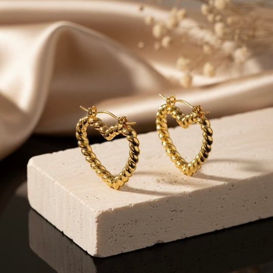 Twisted Triangle Hoop Earrings | 18K Gold Waterproof