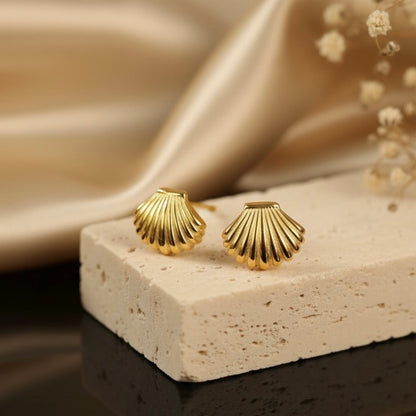 Seashell Stud Earrings | 18K Gold Plated Waterproof