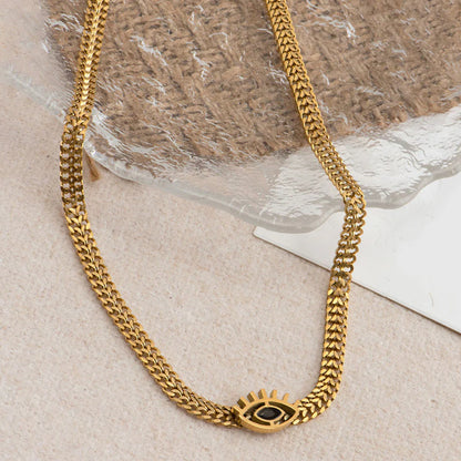 18K Gold Plated Evil Eye Necklace – Waterproof & Skin Safe