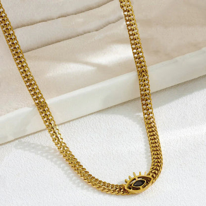 18K Gold Plated Evil Eye Necklace – Waterproof & Skin Safe