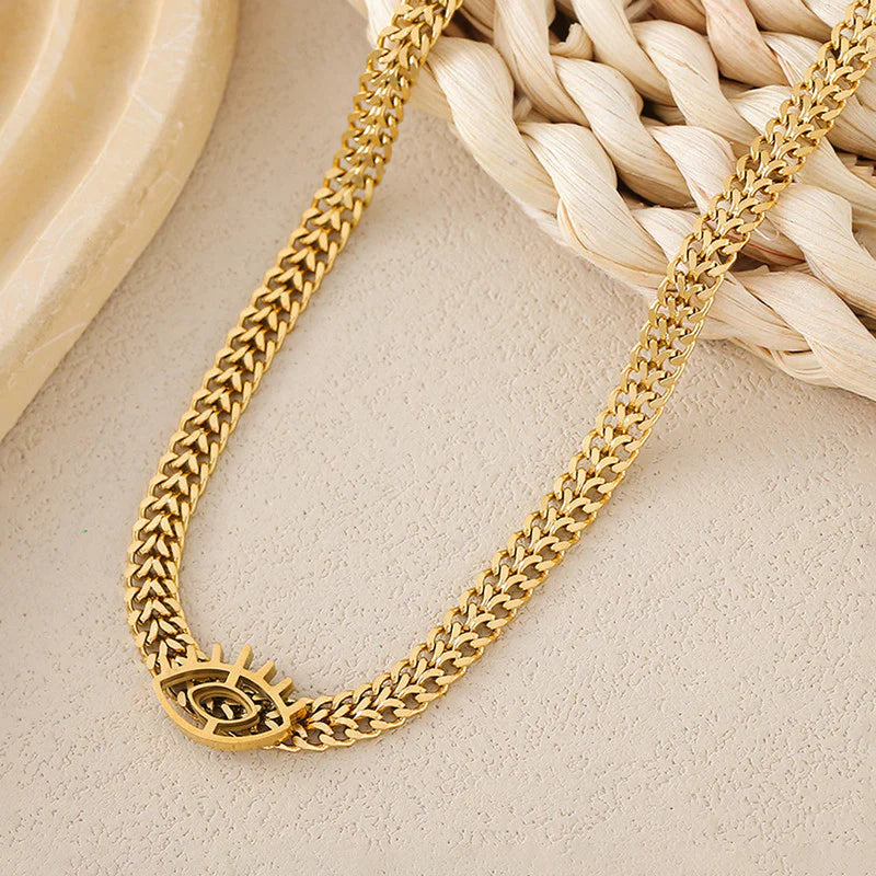 18K Gold Plated Evil Eye Necklace – Waterproof & Skin Safe
