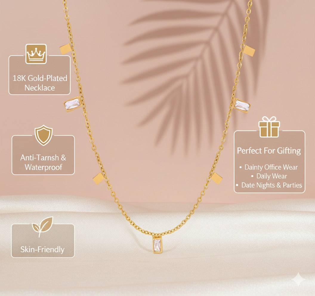 Dainty 18K Gold Plated Minimal Charm Necklace – Waterproof & Skin Safe