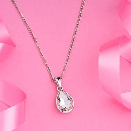 Crystal Gleam Dainty Necklace - Silver
