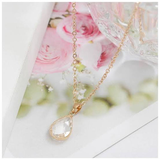 Crystal Gleam Dainty Necklace - Rose Gold