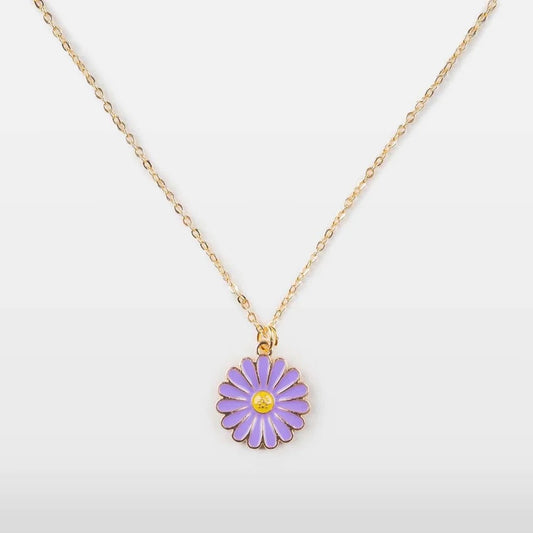 Dainty Daisy Necklace - Purple