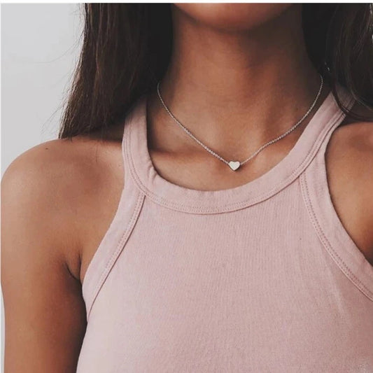 Graceful Heart Dainty Necklace - Silver