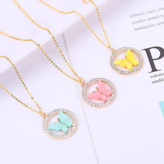 Butterfly Rhinestone Dainty Necklace