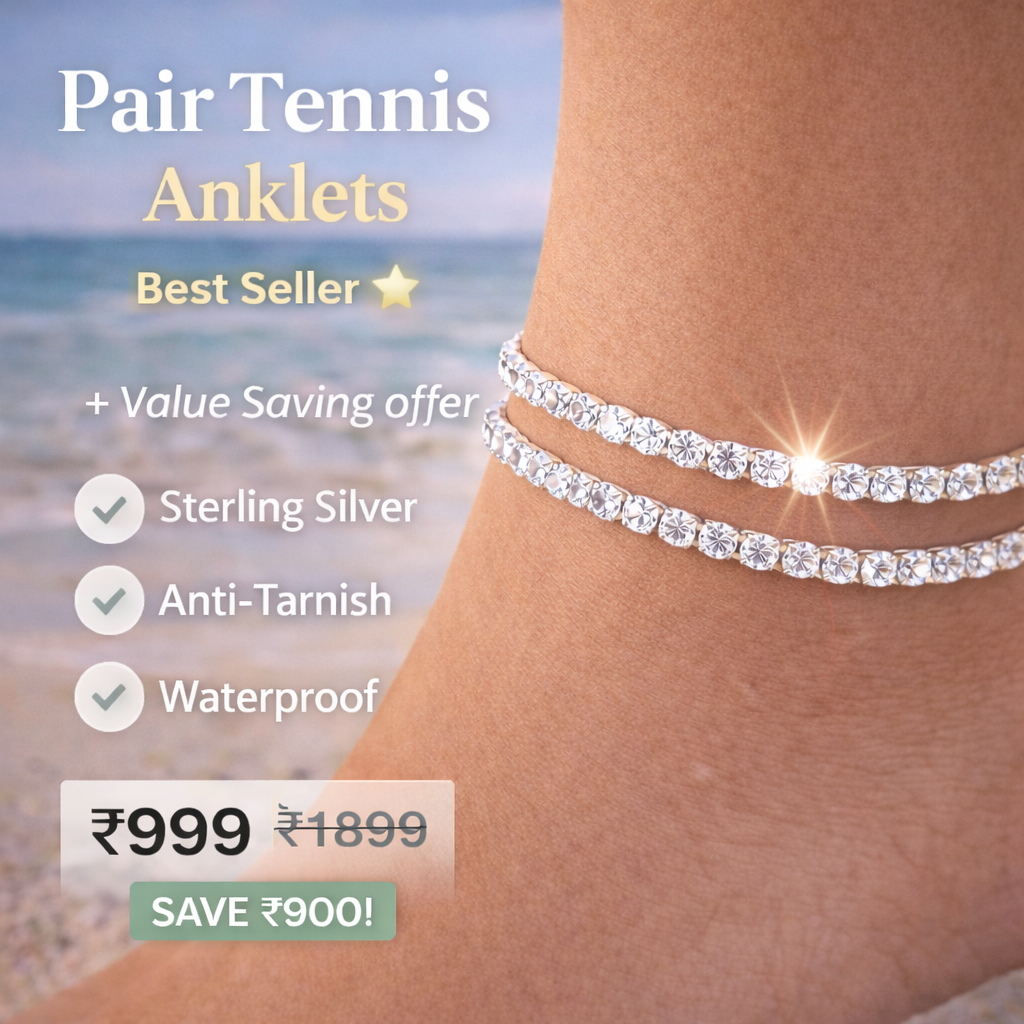 Anti-Tarnish Tennis Anklet – 18K Plated Waterproof Anklet for Women