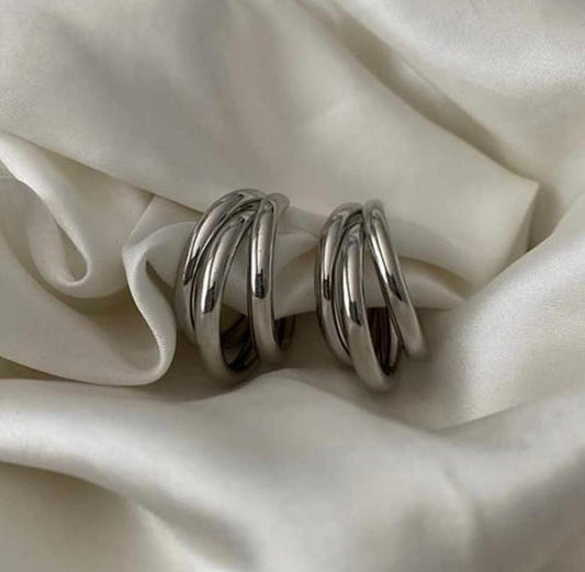 Silver Triple Hoops