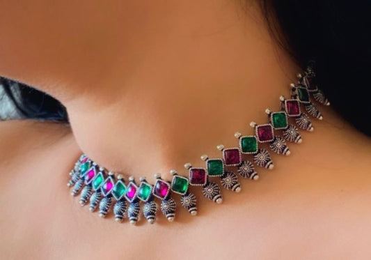 Red Rose Choker Necklace Set