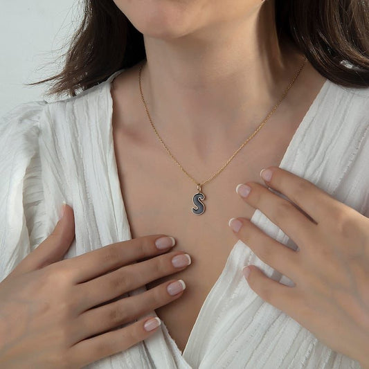 Initial Letter Enamel Necklace