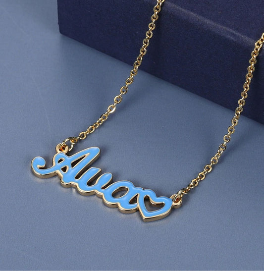 Heart Enamel Name Necklace