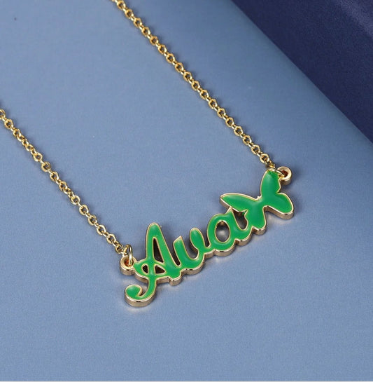 Butterfly Enamel Name Necklace
