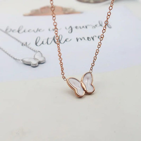 Celestial Butterfly Necklace - Rose Gold