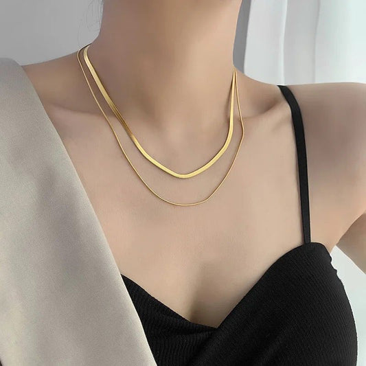 18K Gold Bilayer Snake Chain Necklace