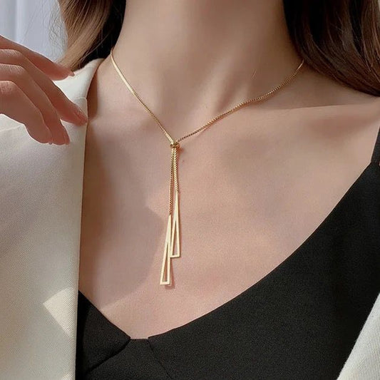 18K Gold Plated Minimalist Zircon Drop Necklace – Adjustable Chain