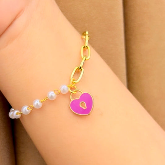 Purple Heart Lock Bracelet