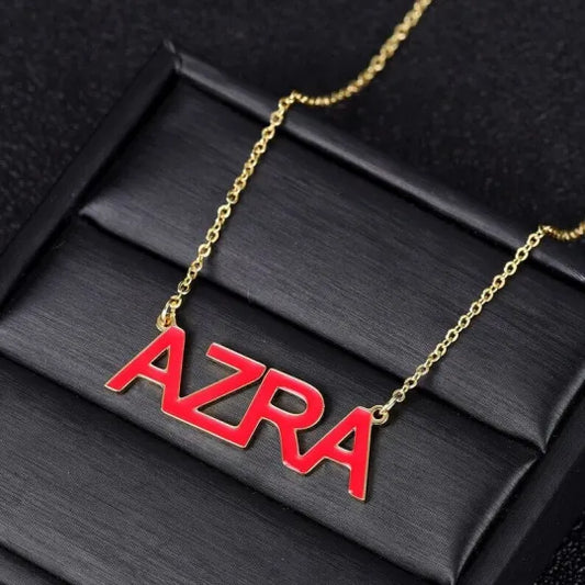 Enamel Nameplate Necklace