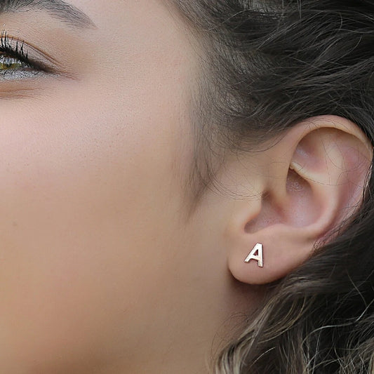 Initial Letter Earring Studs