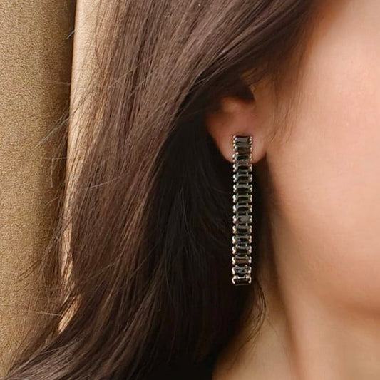 Black Crystal Ladder Drop Earrings
