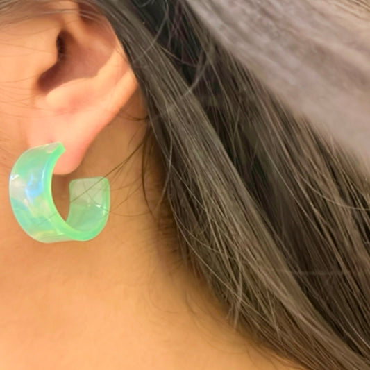 Petite Mint Bloom Hoop Earrings