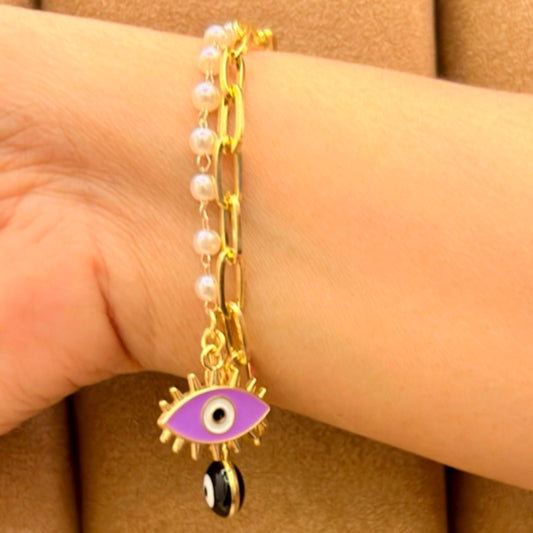 Regal Amethyst Noir Evil Eye Bracelet