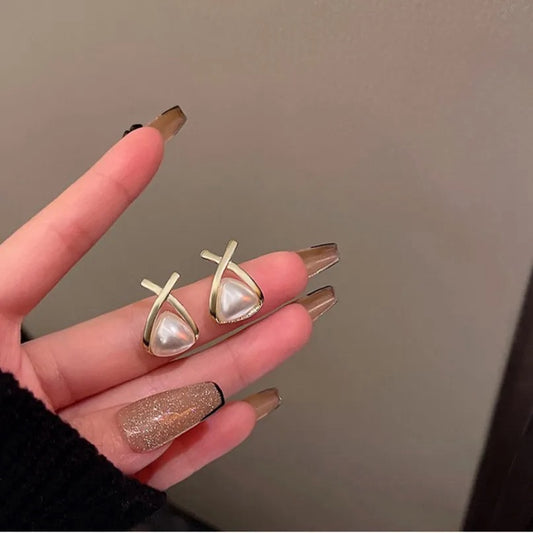 Triangle Freshwater Pearl Earrings