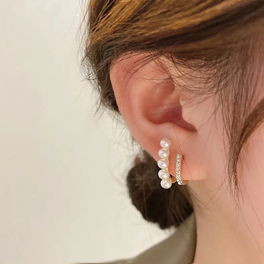 Pearl &amp; Rhinestone Stud Earrings