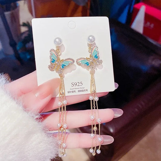 Elegant Butterfly Tassel Earrings