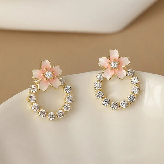 Blossom Crystal Circle Earrings