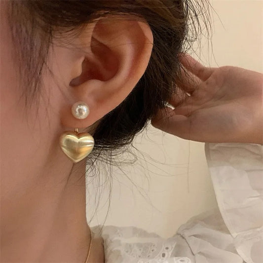 Pearl Heart Drop Earrings