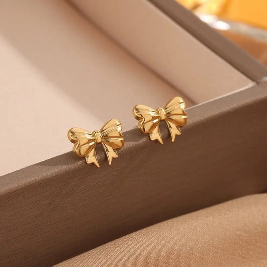 18K Gold Plated Bowknot Stud Earrings