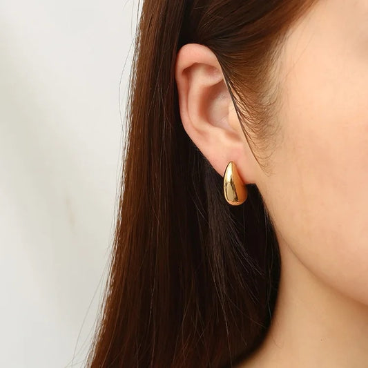 Water Droplet 18K Gold Plated Stainless Steel Earrings