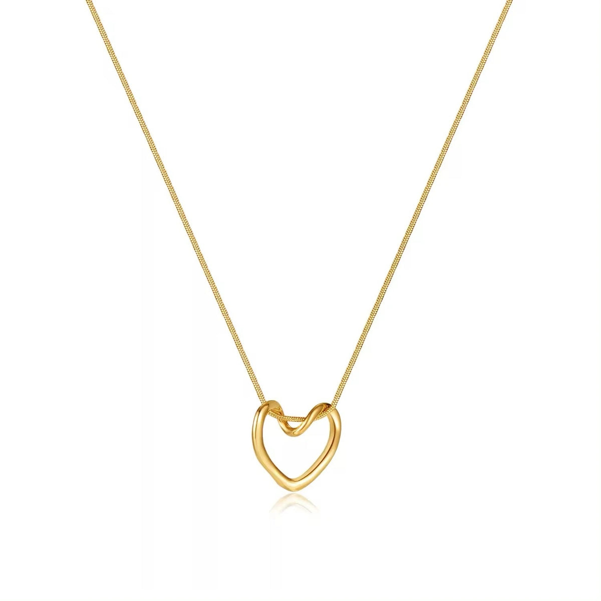 Heart-Shaped 18K Gold Plated Hollow Pendant Necklace