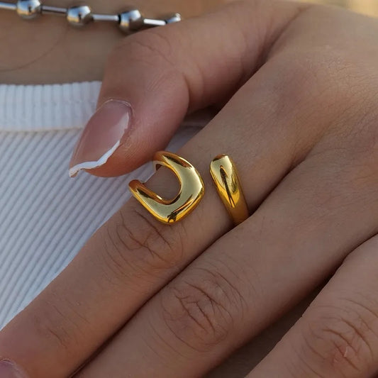 IG Style Irregular Solid Color 304 Stainless Steel Adjustable Ring