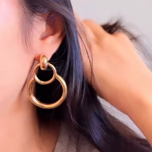 Triple Circle Statement Earrings - SILVER