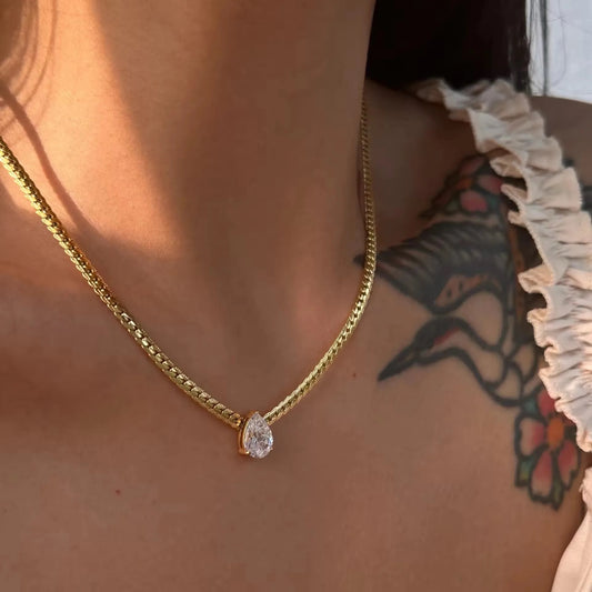 18k Gold Plated Teardrop Pendant Necklace