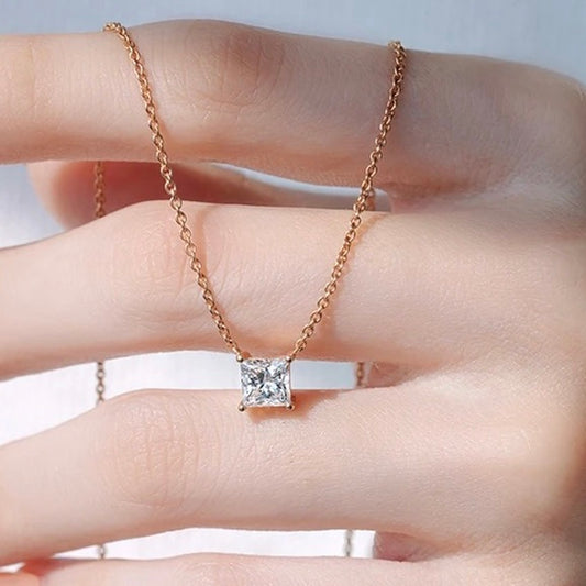 Eternal Elegance Square Solitaire Necklace