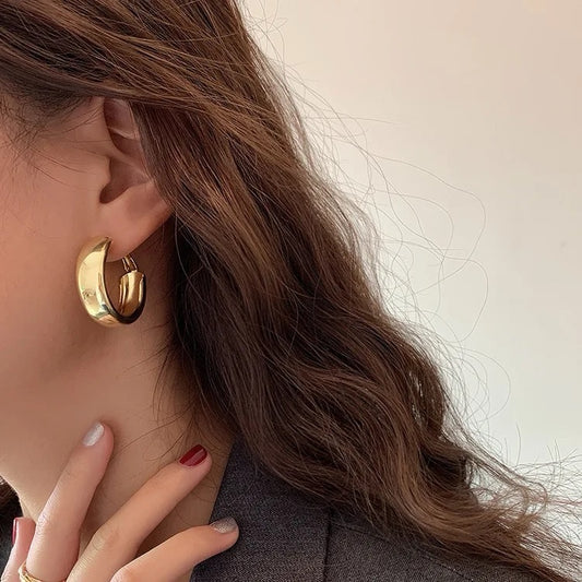 Eternal Elegance Huggie Dangle Hoop Earrings - golden