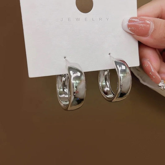 Eternal Elegance Huggie Dangle Hoop Earrings - Silver