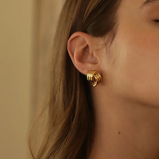 Geometric Grace Cross Stud Earrings - Rose Gold