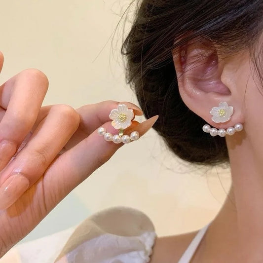 White Petal Elegance Earrings
